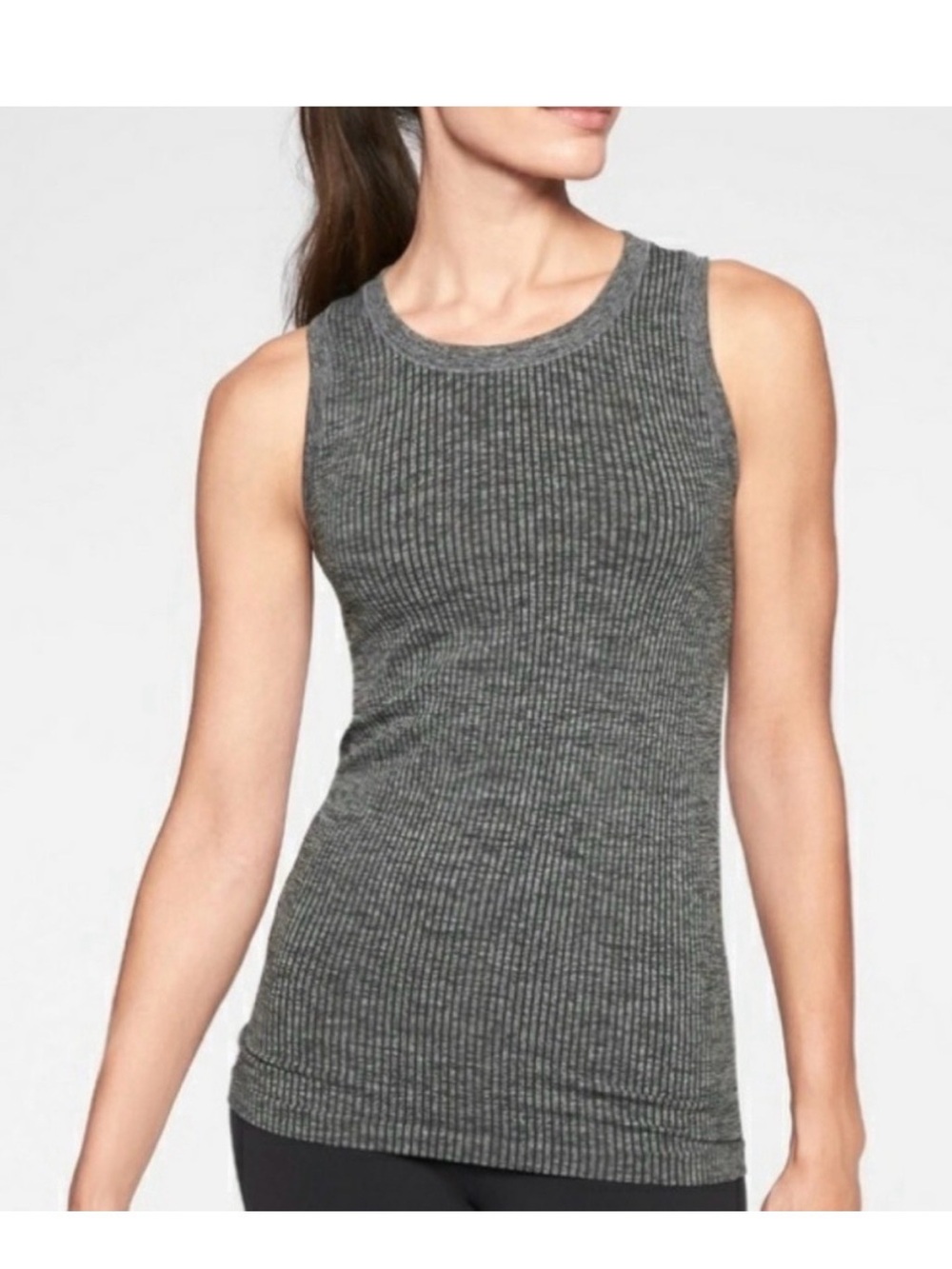 Athleta Ribbed Charcoal Gray Tank Top - Sleeveless Everyday Layer